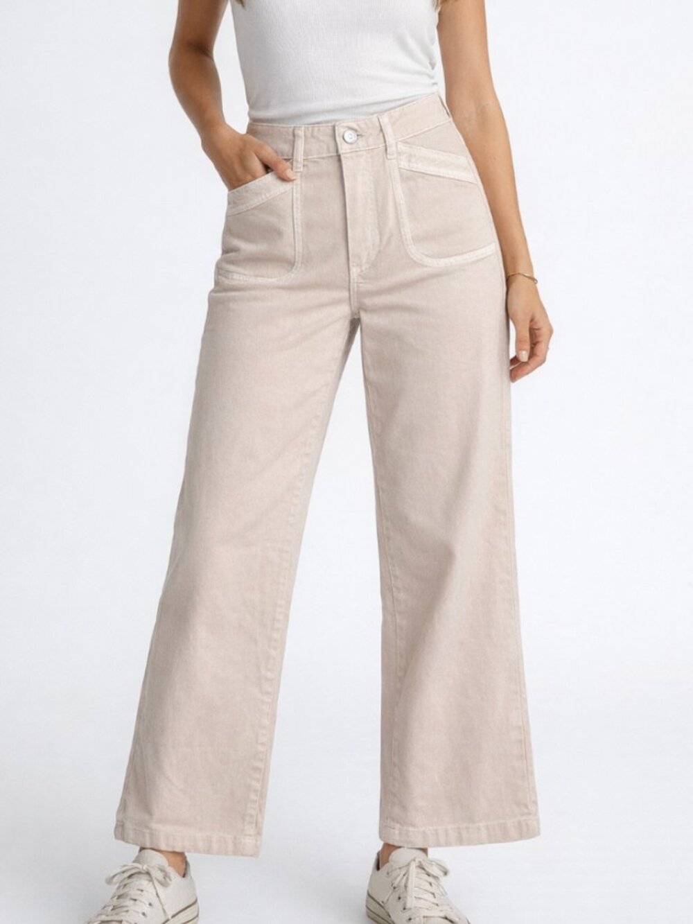 NWT PAIGE Anessa Wide Leg Jeans Vintage Rosa High Rise Cropped Ankle Sz 25